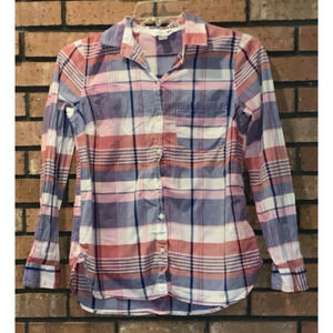 Old Navy Womens‎ Multi Colored Button Up Flannel The Classic Shirt Size M